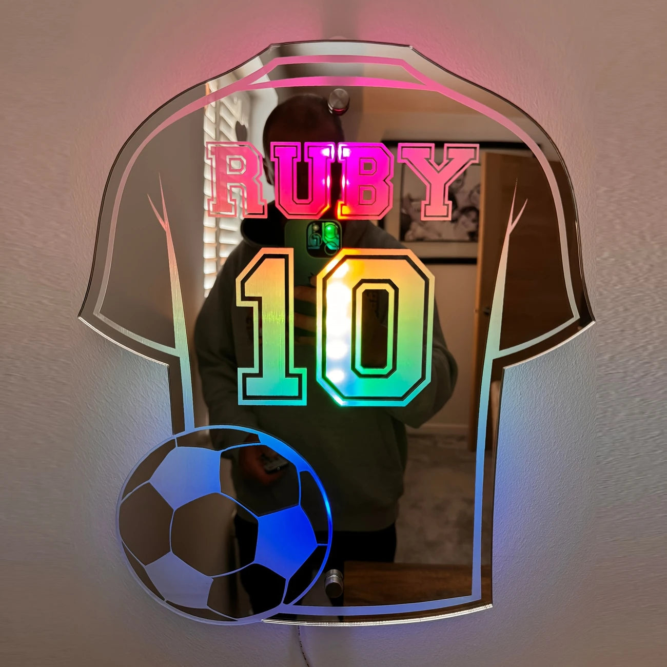 Individueller Name Fußball und Trikot Neon-LED